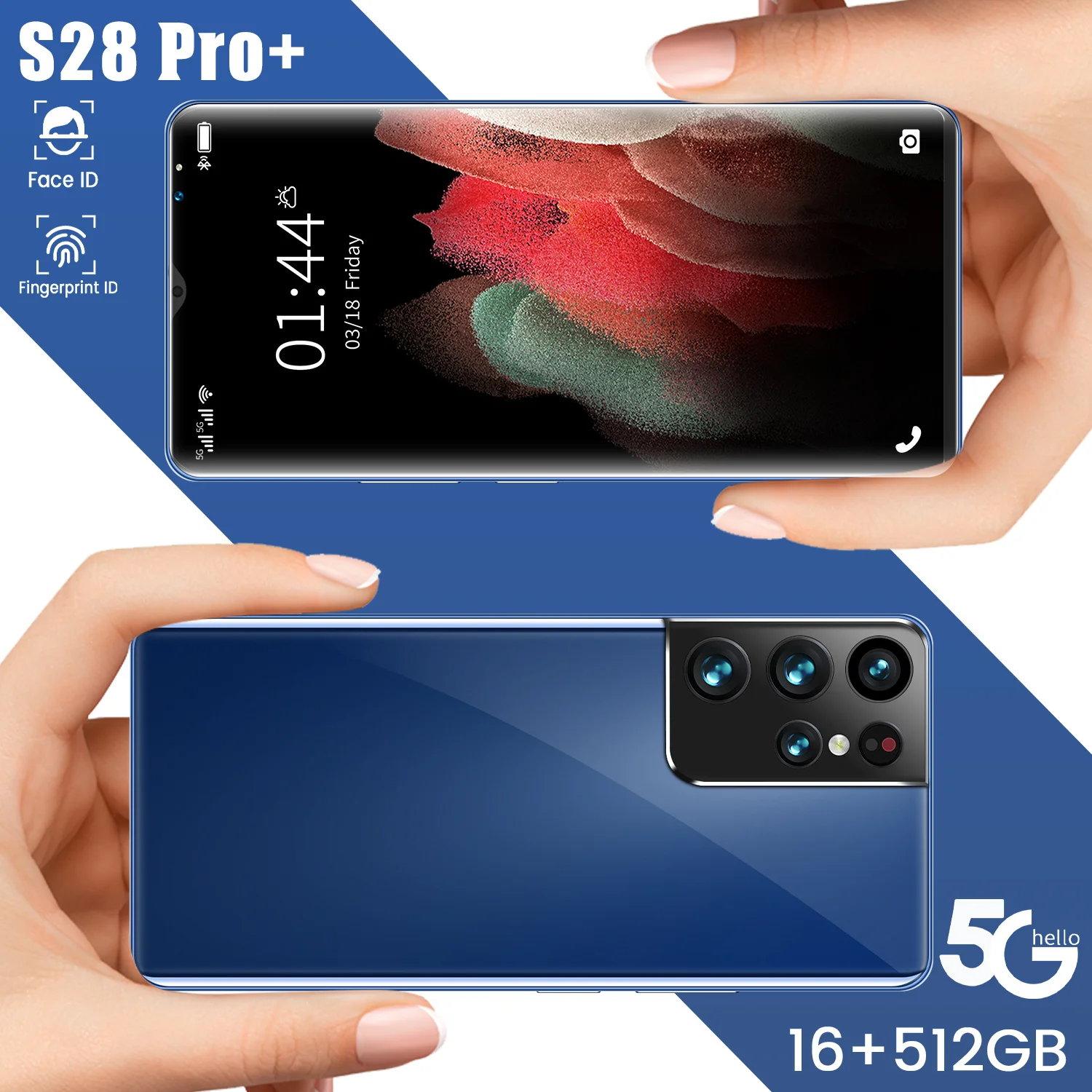 Global Version S28 Pro+ 5G Smartphone 16 512GB 6000mAh Battery 10Core 32+64MP HD Camera 6.1Inch 2021 4G LTE Mobile Phone Network