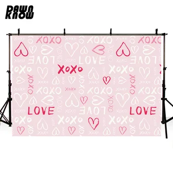 

DAWNKNOW Pink Heart Love Photography Background Wedding Photocall Lover Photographic Backdrop Photo Studio Children lv2617