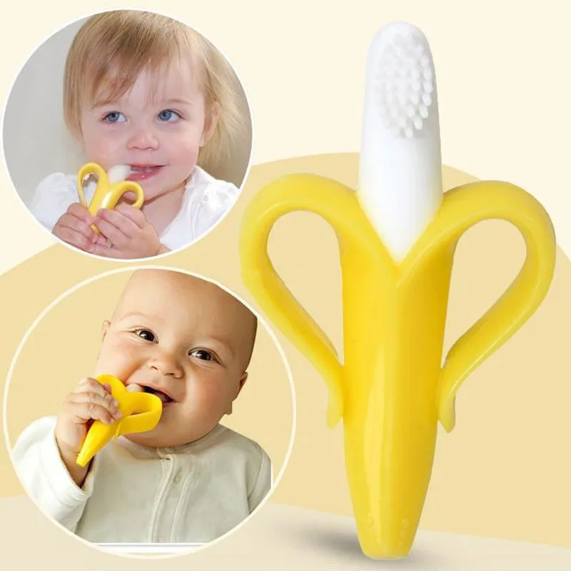 

Baby teethers Safe Bananay Baby Teethers Silicone Toothbrush Teething Kids Tooth Brush Dental Care Gifts Chew Toys Children