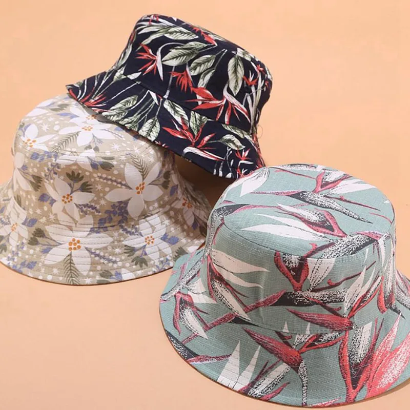 

New Flower Fisherman Hat Women Female 3D Printing Flower Pot Hat Summer Outdoor Flat Top Wild Sun Hat Basin Cap Beanies