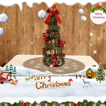 

Besegad Vintage Christmas Tree Skirt Mat Ornaments with Snowflake Pattern for Home Office Xmas Holiday Party Decorations 31inch