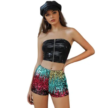 

European and American fashion women's beads sequins gradient high waist trendy sexy shorts sexy booty shorts for plus size women
