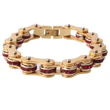 Модный женский и мужской золотой браслет из нержавеющей стали, велосипедная цепь в стиле панк-рок, браслет-цепочка для мотоцикла, ювелирные изделия оптом