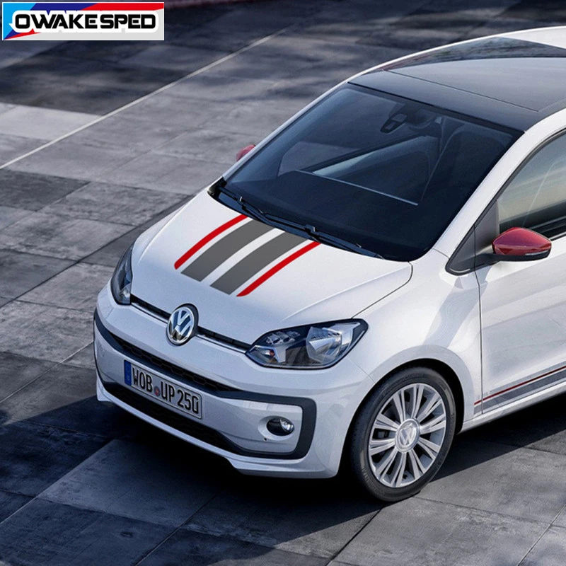 

Car Bonnet Sport Stripes Auto Engine Cover Tail Decor Stickers Racing Styling Hood Decals For Volkswagen UP E-up 3-5 doors