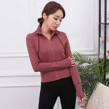 Осенняя ветростойкая куртка с воротником-стойкой для йоги, Женский Теплый облегающий костюм на молнии с длинным рукавом для бега, спорта, фитнеса