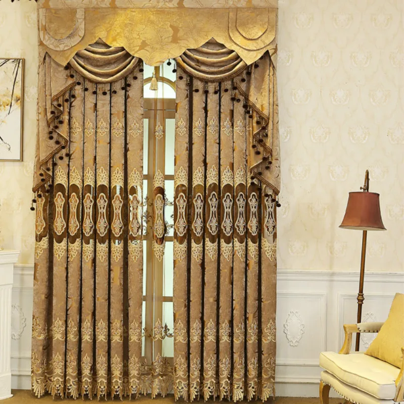 

Modern European Thickened Snow Neal Water-soluble Embroidery Curtains for Living Dining Room Bedroom.