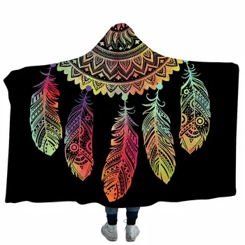 

Hot Stamping Dream Catcher Hooded Blanket Coral Fleece Hoodie Blankets Winter Warm For Adults Kids Throw Sofa Weight Blankets