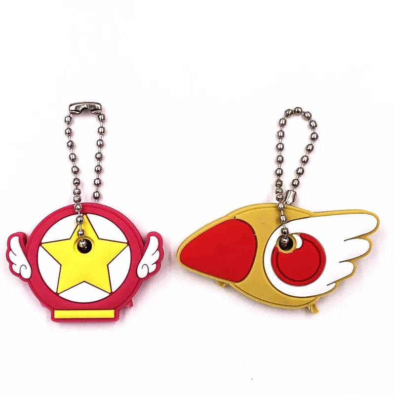 2PCS Couple Key Rings For Kids Party Gifts Minnie Mickey Luna Cat Animal Icon Star Wars Icon PVC Soft Key Chain Key Cover Cap