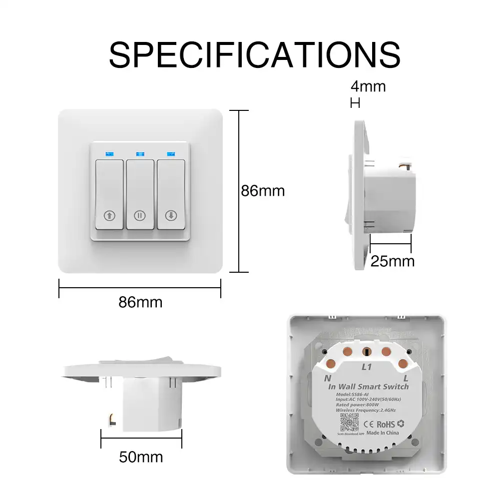 Decdeal Interruptor de Cortina WiFi Inteligente Puertas de Garaje Remotas Control Interruptor Tocado Motor de Cortina Persiana Enrollable Temporizaci/ón