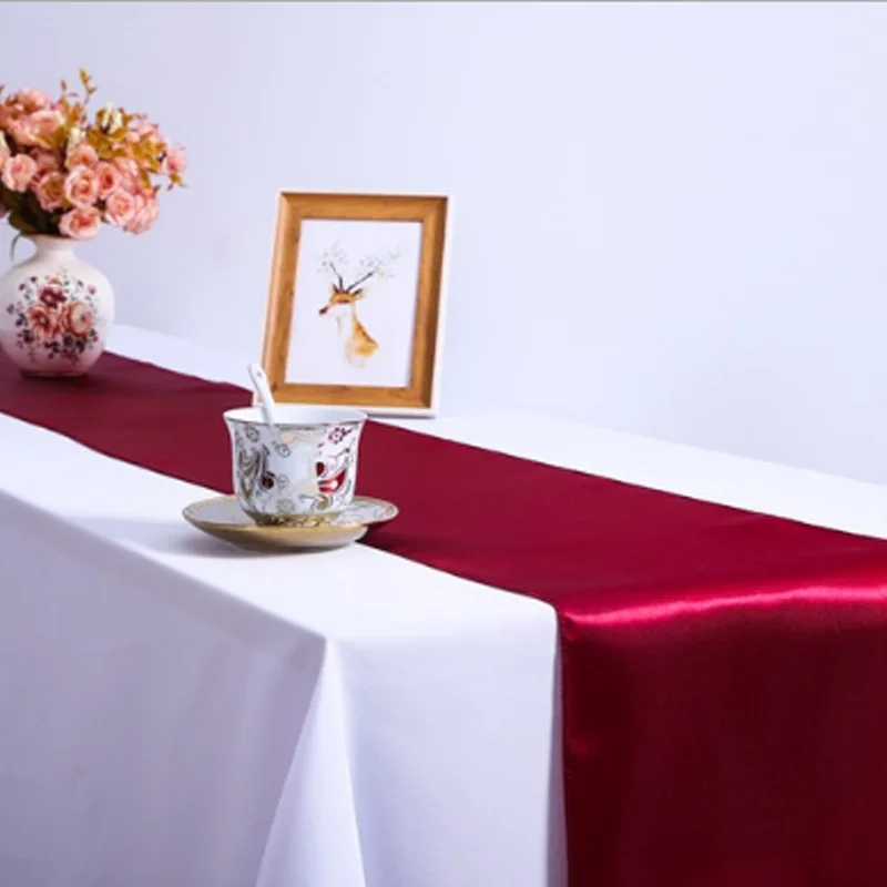 

30x275cm Satin Table Runners Table Decoration For Home Party Wedding Christmas Decoration Table Cover Tablecloth Accessories