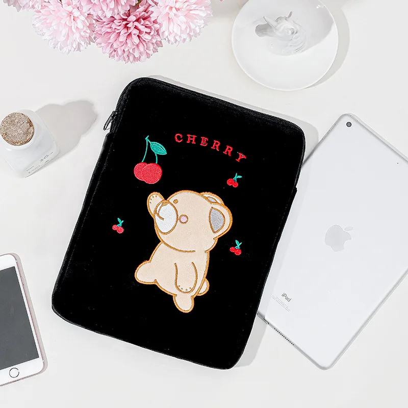 Soft 9.7 10.5 11 Inch Bear Ipad Bag Girls Mini Laptop Bag Cute Women Handbag Korea Kawaii Travel Business Mac Case Clutch Purse
