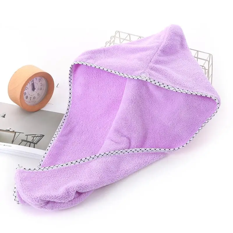 Банное полотенце из микрофибры для волос быстросохнущая Дамская мягкая банная Шапочка-полотенце для душа шапка для мужчин и женщин тюрбан повязка на голову купальник инструменты - Цвет: Фиолетовый