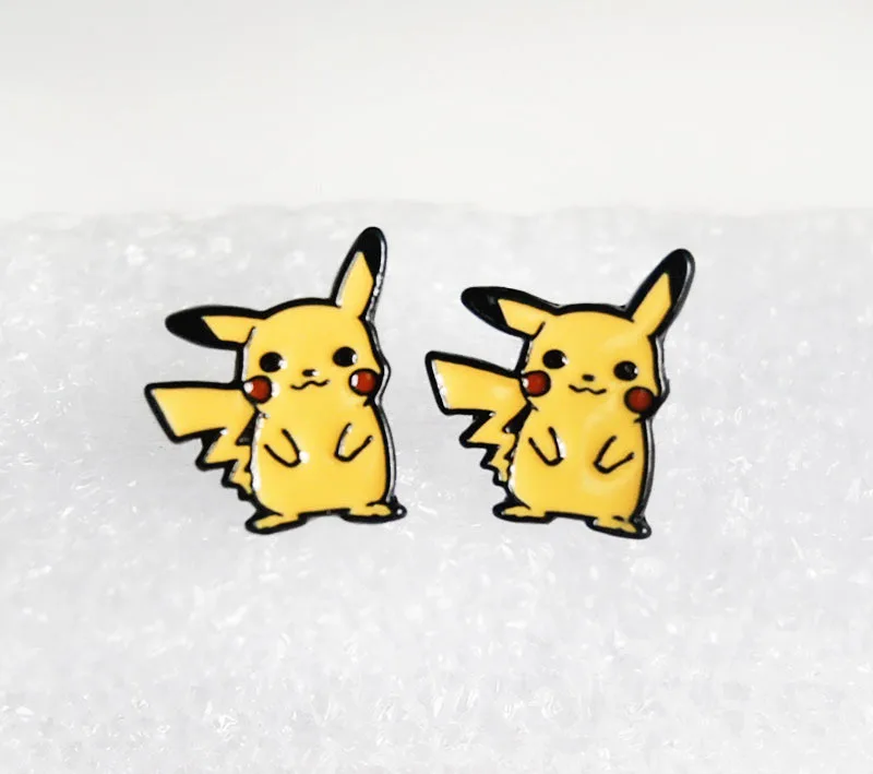 Модные эмалированные серьги-гвоздики «Pokemon Go» с Пикачу для женщин и девочек, серьги Charmander Squirtle Bulbasaur, гипоаллергенные подарки для фанатов - Окраска металла: 1