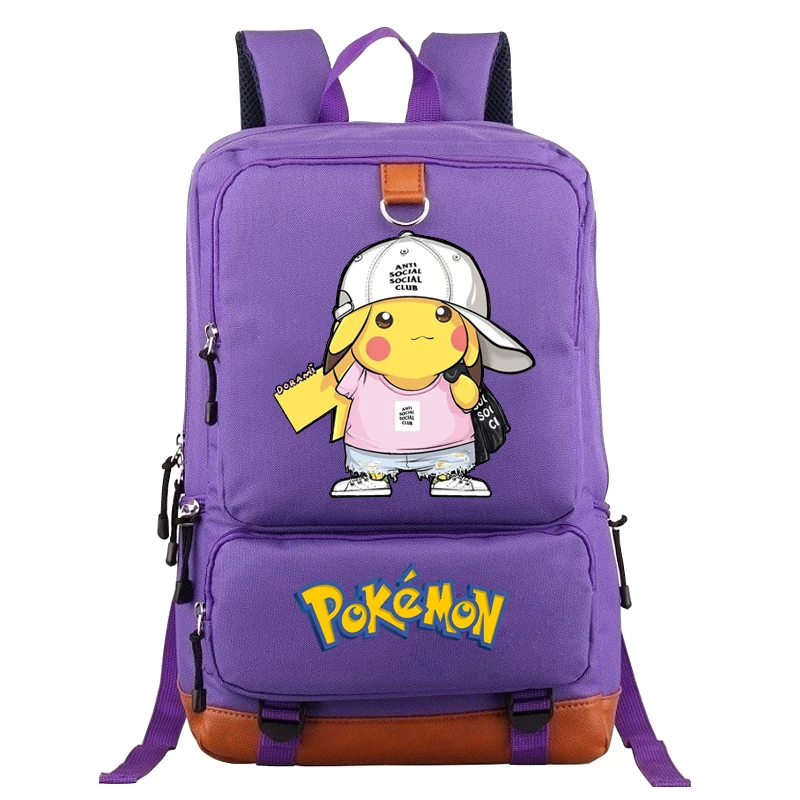 Аниме Покемон го рюкзак Пикачу Покемон для женщин Компьютерные рюкзаки школьные сумки для подростков девочек мальчиков Kawaii Sac Dos - Цвет: A purple