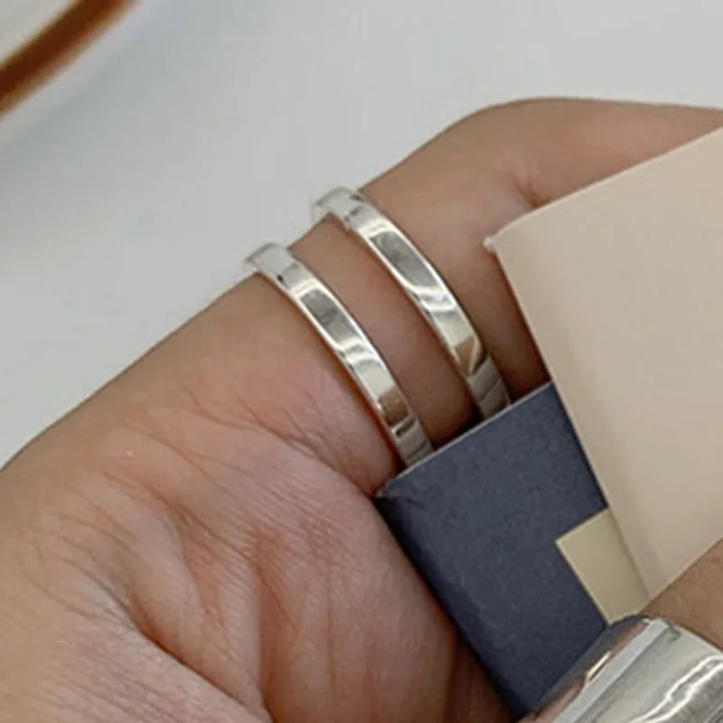 Silver Rings Foxanry Fashion Silver Color Finger Rings for Women Minimalist Geometric Handmade Width anillos Party Jewelry Gifts Silver Ring