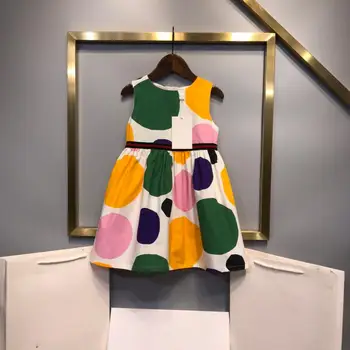 

Y245 Girls' polka dot dress 2020 new summer fashion dress sweet middle large age girls vest princess dress