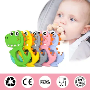 

Dinosaur Silicone Baby Chew Pacifier Dummy Teether Sensory Teething Massage Toy New