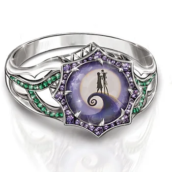 

Hot New Ideas Christmas Night Cry Silver Rings European and America Micro-inlaid Zircon Halloween Rings for Women