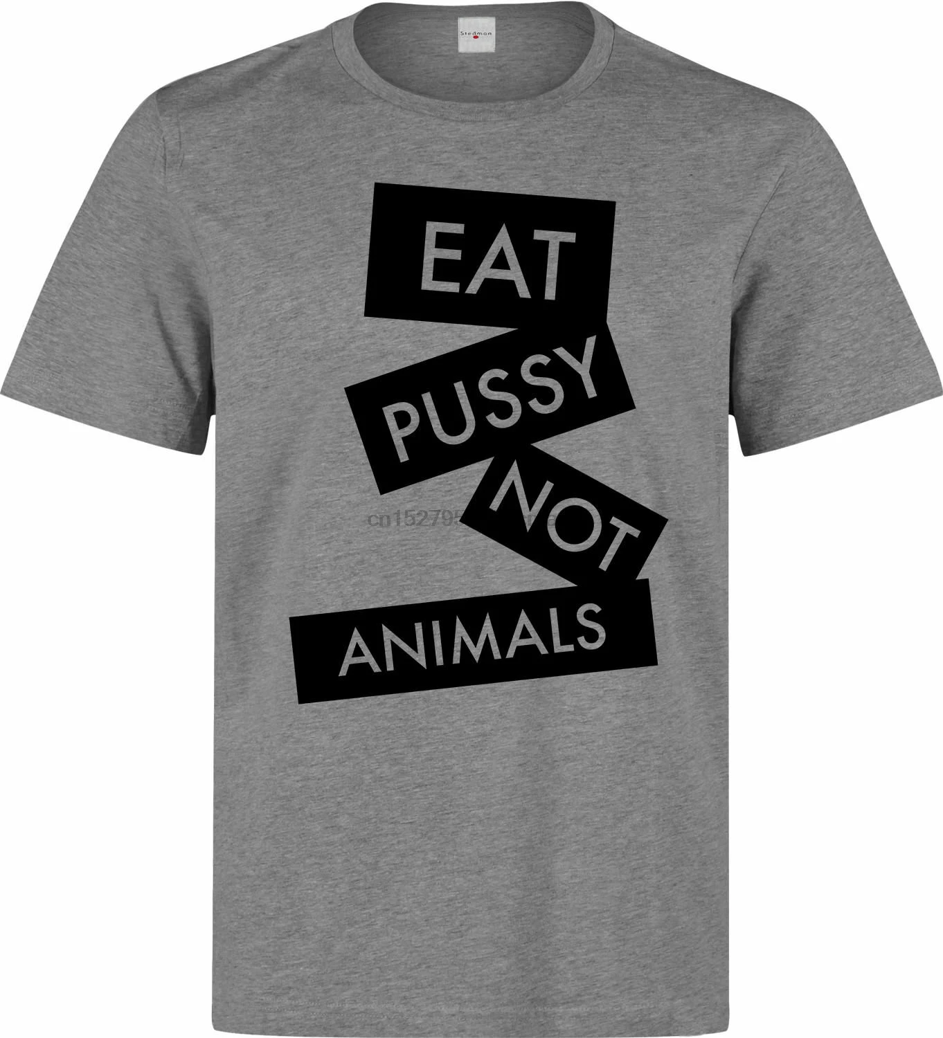 Eat pussy not animals Смешные вегетарианские работы мужская серая футболка Топ (1) | Мужская