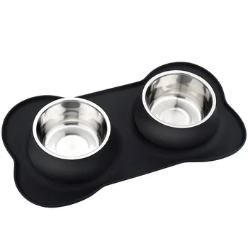 

Dog Bowls Stainless Steel Dog Bowl with No Spill Non-Skid Silicone Mat 53 oz Feeder Bowls Pet Bowl for Dogs Cats and Pets