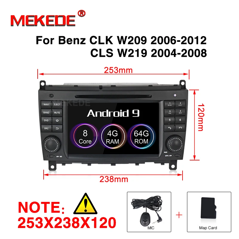 Автомобильный DVD плеер с GPS навигацией Android 9 для Mercedes Benz CLK W209/CLS/w222 автостерео