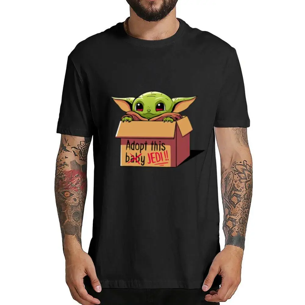Детская-йода-Adopt-This-Jedi-Футболка-Mandalorian-мужская футболка из хлопка с короткими
