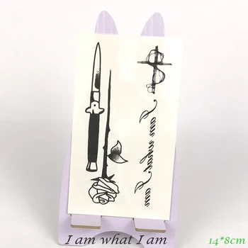 

Waterproof Temporary Tattoo dagger knife rose flower cross "I am what I am" tatto flash tatoo fake tattoos for girl women men