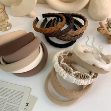 

Fashion Coffee Solid Color Padded Headband For Women Girls Hairband Bezel Turban Wide Hair Hoop Hair Aaccessories Headwear