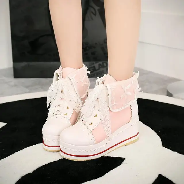 Sweet Lolita Anime College Bowknot Shoes 1
