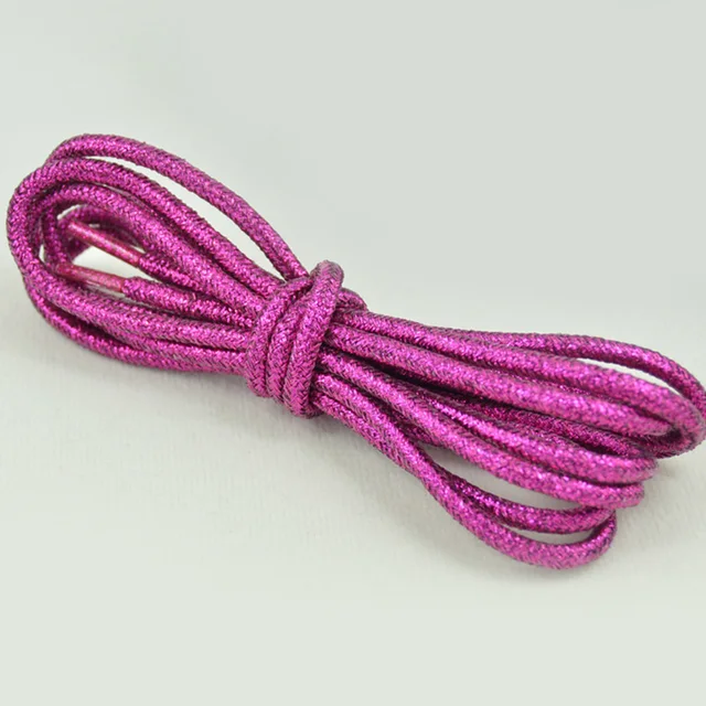 1 Pair Fashion Gold Silver Silk Glitter Reflective Shoelaces For Sneakers Casual Round Pearl White Colored Shoe Strings Cordones rose