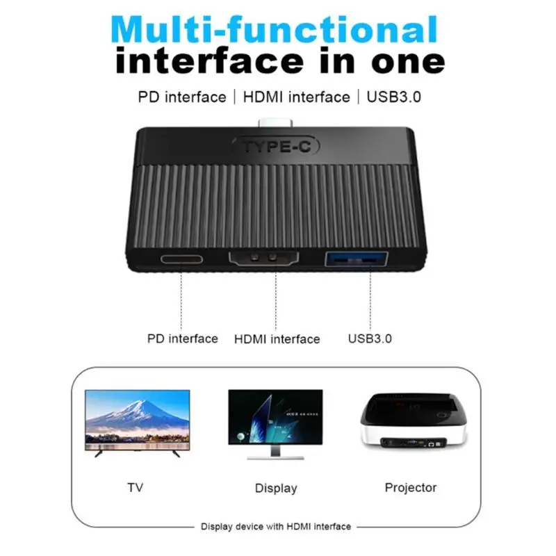 Usb type-C концентратор 3 в 1 USB 3,0 4K видео HDMI PD Быстрая Зарядка адаптер док-станция