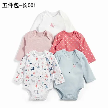 

Baby Boy Girl Romper Overalls Triangle Clothes Long Sleeve Cotton Climbing Five Piece Set Bobysuit 3-24M Summer Unisex Clothes
