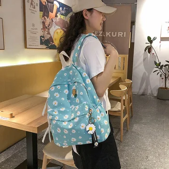 

Female Korean Style Classic Black Preppy Style Teenage Backpacks For Girls Mochilas Floral Backpack Schoolbag