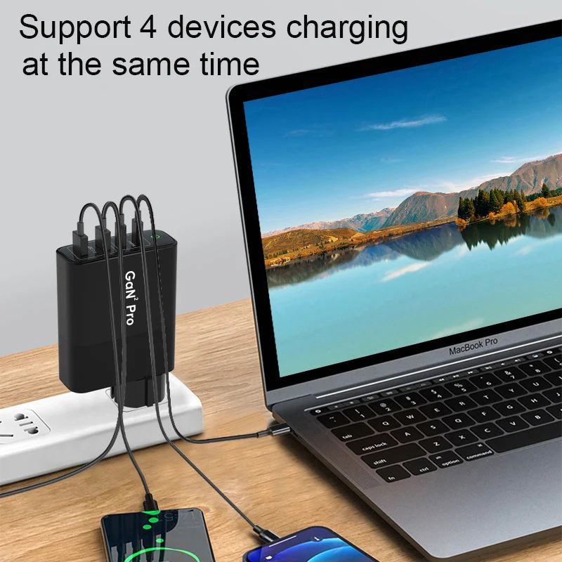 UTBVO 4-Port 161W GaN USB C Power Adapter Supply, Dual 100W PD And QC3.0 Fast Charging Wall Charger For MacBook, iPhone, Xiaomi
