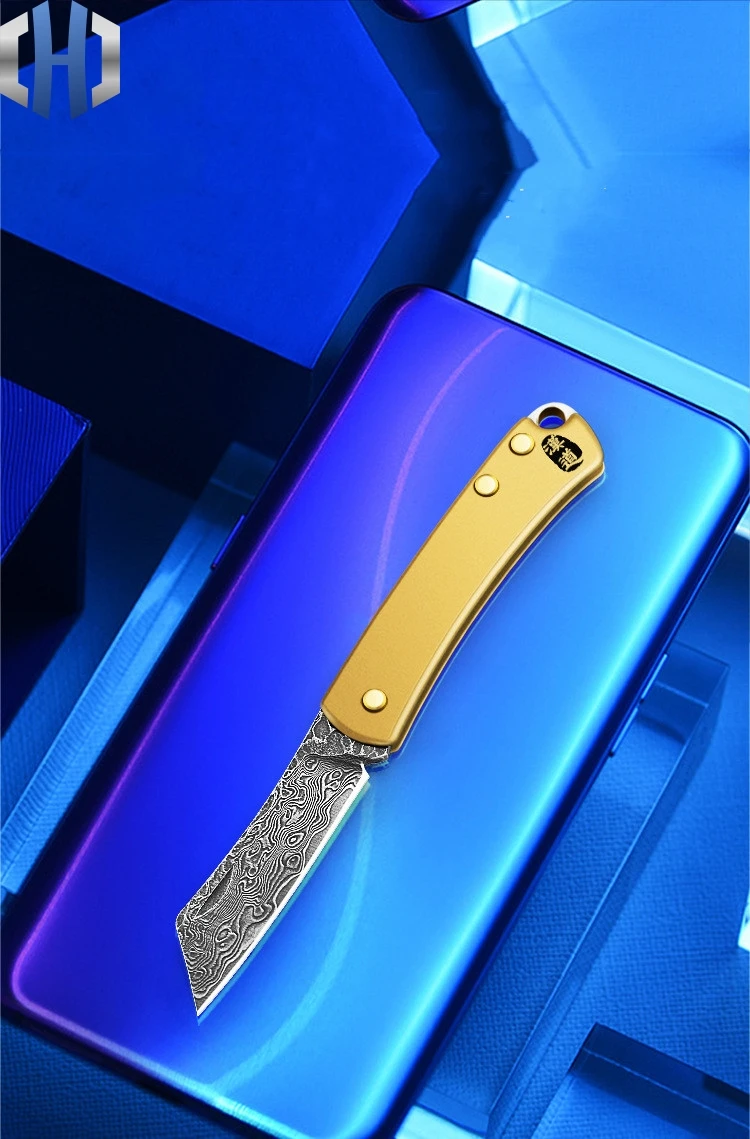 Нож из дамасской стали Мини фрукты EDC Многофункциональный портативный складной нож Портативный брелок складной нож