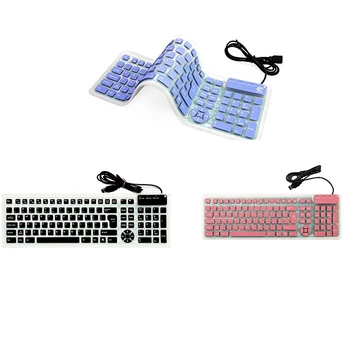 

English Layout 107 Keys Silent Silicone Foldable Keyboard Waterproof Usb Wired Portable Keyboard For Tablet Pc Windows