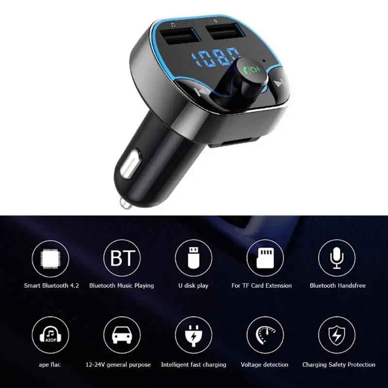 T24 Handsfree Bluetooth 4,2 fm-передатчик Dual USB 3.1A быстрое автомобильное зарядное устройство поддержка прямой доставки