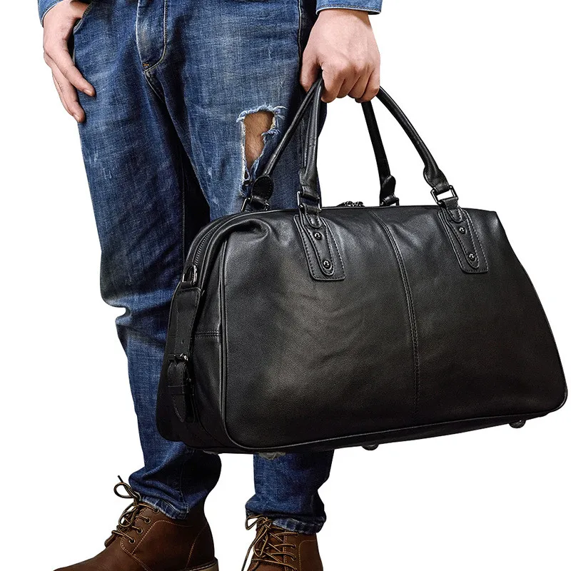 Model Show of Woosir Leather Travel Bag Black