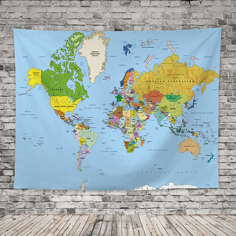 Nordic Hot Sale Ins Foreign Trade Amazon AliExpress Export Hangar Dormitory Bedroom Decoration Tapestry World Map