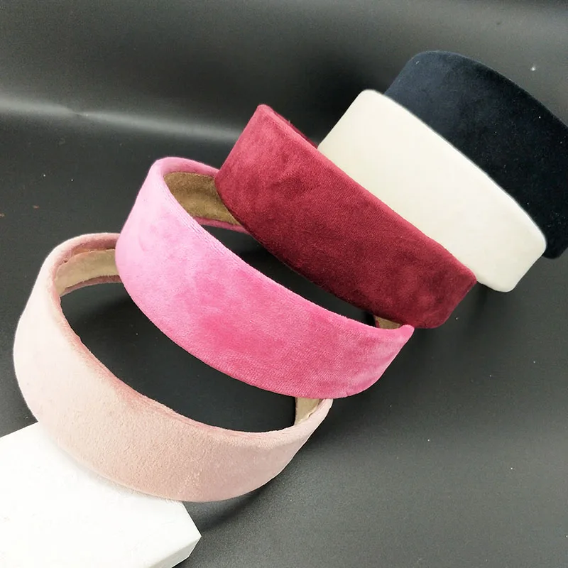 8PC /4cm width Fashion Women Velvet Wide high Quality DIY Hairband Comfortable Headband Simple Black Random Color