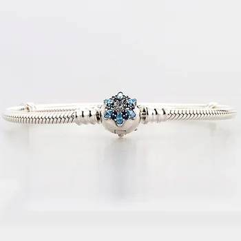 

Original Crystalized Snowflake Clasp Snake Chain Bracelets Bangle Fit 925 Sterling Silver Bead Charm Bracelet Diy Fine Jewelry