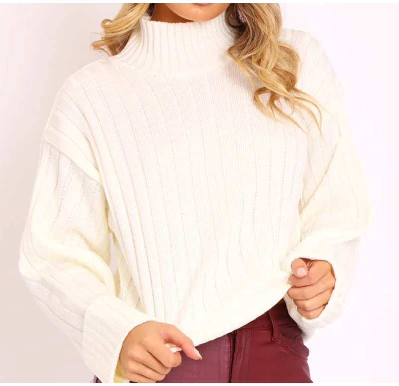 DICLOUD белые вязаные свитера с высоким воротом Повседневный Зимний пуловер Модные женские джемперы с длинным рукавом женская трикотажная уличная одежда