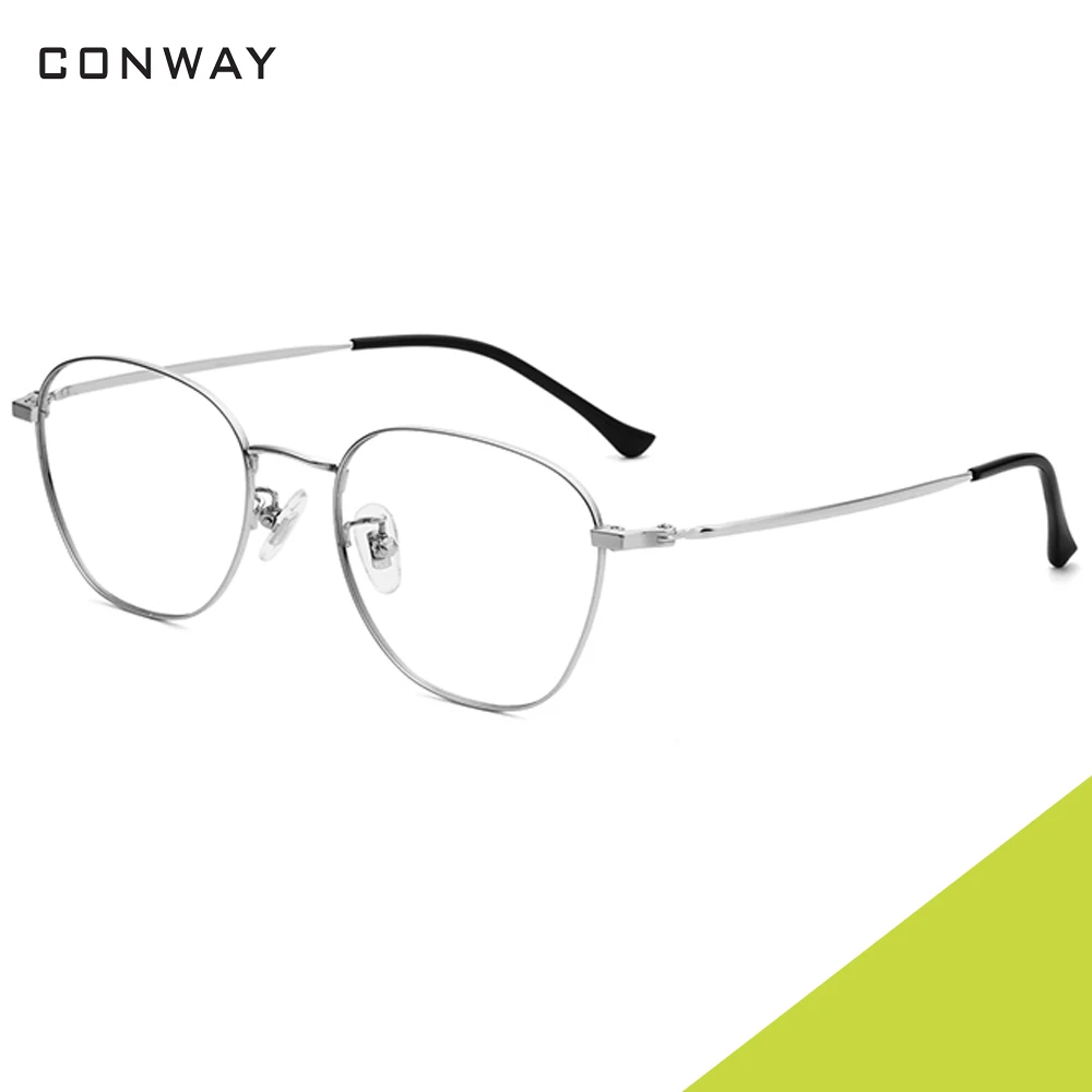 Silver Conway, легкие очки, оправа, прозрачные линзы, Suqare, круглые оптические очки, чистый титан, модные очки, очки для мужчин и женщин - Цвет оправы: Silver