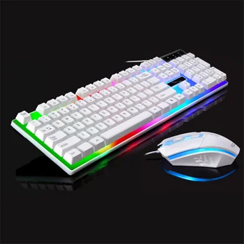 

1 Set of Colorful Adjustable USB Keyboard Kit Gaming 104 Keys Keyboard and Mouse Kit