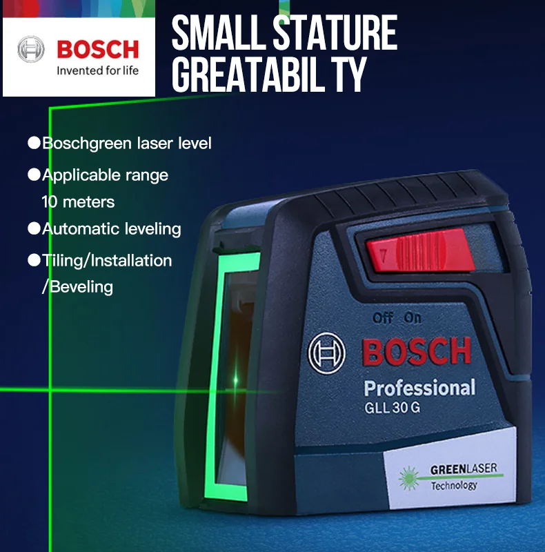 Bosch Gll30g Laser Level High Precision Green Light Two Line