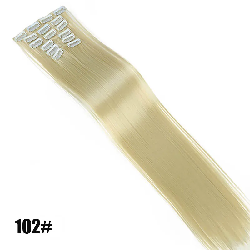 Xuanguang 16 grampos de longa reta extensões де cabelo sintético grampos em фибра высокое температура preto marrom парик, заколки, заколки для волос