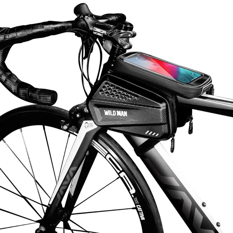 Горячая велосипедный телефон сумка MTB дорожный велосипед Передняя верхняя рама труба сенсорный экран Жесткий чехол сумка Двусторонняя панье Велосипедное снаряжение