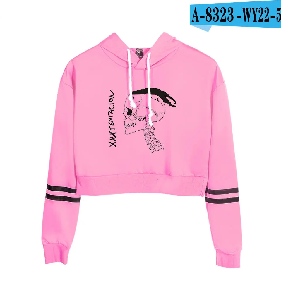 A8323-5 Модный принт sudadera xxtentacion толстовки с капюшоном женские укороченный топ рубашка пуловер Толстовка Revenge Harajuku одежда - Цвет: A8323-5