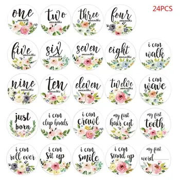 

24Pcs Baby Month Stickers Self-Adhesive Milestone Newborn Pregnant Women Monthly Photograph Prop