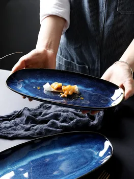 

Nordic Creative ceramics oval plate salad Sushi steak pasta Household kitchen dishes and plates sets christmas plates
